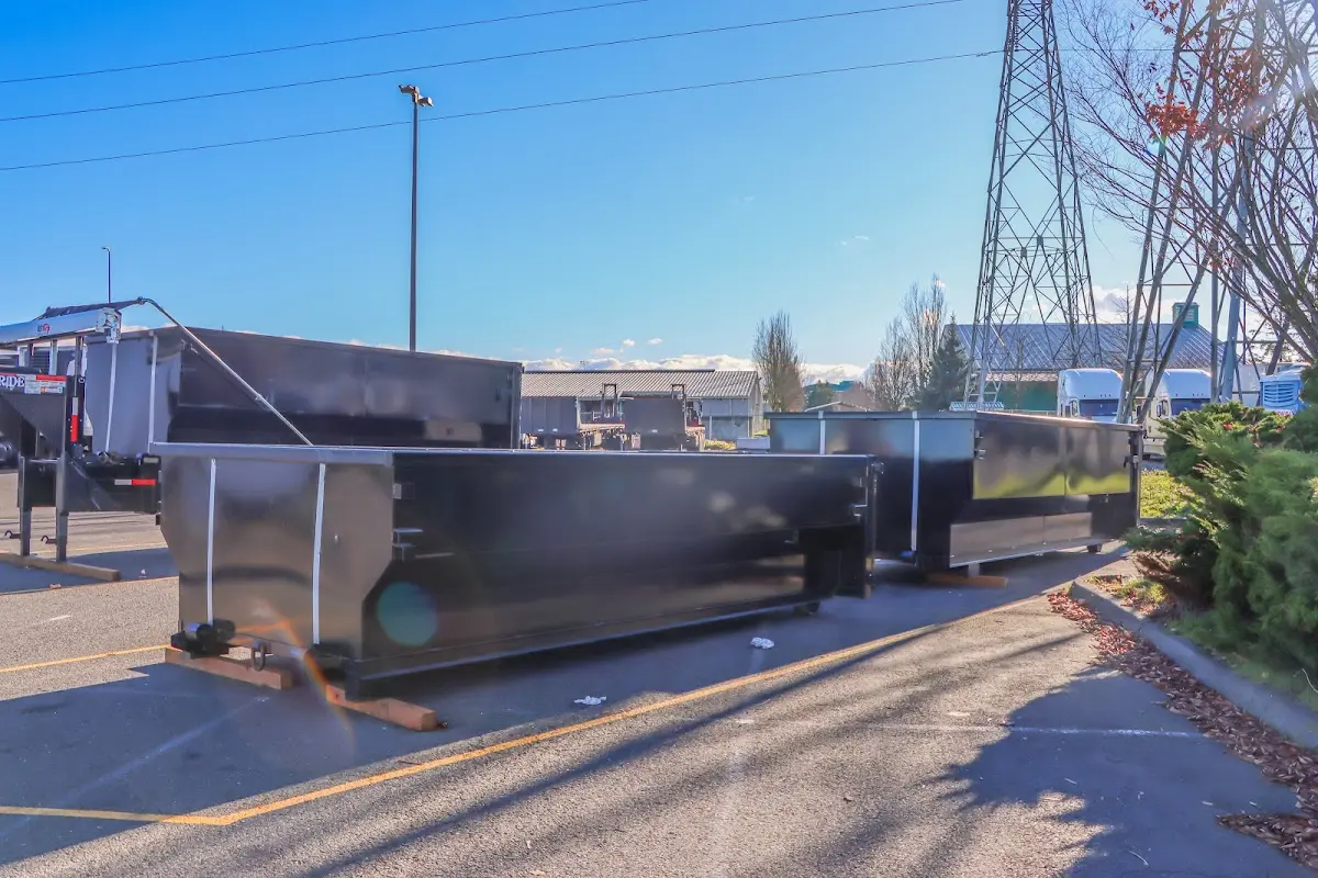 Roll-off dumpster ready for waste disposal at job site for Yard Waste Dumpster Rental in Exeter